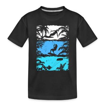 Kitesurfing Silhouette Kitesurfer Kiteboarding - Kids' Premium Organic T-Shirt - black - Front