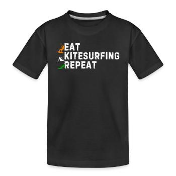 Eat Kitesurfing Repeat - Kiteboarding Kitesurfer - T-shirt bio Premium Enfant - noir - Devant