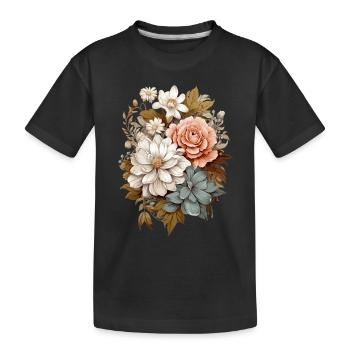 Fleurs délicates en pastel - T-shirt bio Premium Enfant - noir - Devant