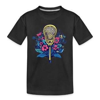 La crosse rencontre les fleurs - T-shirt bio Premium Enfant - noir - Devant