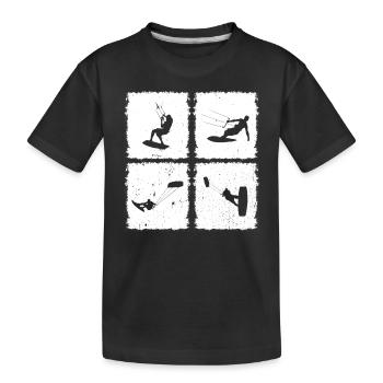 Kitesurfing Silhouette Kiteboarding Kitesurfer - Kinder Premium Bio T-Shirt - Schwarz - Vorne