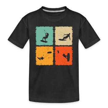 Kitesurfing Silhouette Kitesurfer Kiteboarding - Kinder Premium Bio T-Shirt - Schwarz - Vorne