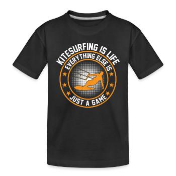 Le kitesurf, c’est la vie, tout le reste n’est qu’un jeu - T-shirt bio Premium Enfant - noir - Devant