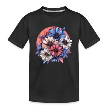 Farbenfroher Blumenstrauß - Kinder Premium Bio T-Shirt - Schwarz - Vorne