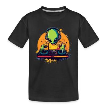 DJ Alien am Mischpult - Kinder Premium Bio T-Shirt - Schwarz - Vorne