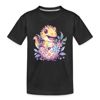 Baby Dino avec œuf de fleur - T-shirt bio Premium Enfant - noir - Devant
