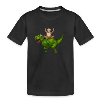 Funny Dinosaur Sloth Funny Dino - Kinder Premium Bio T-Shirt - Schwarz - Vorne