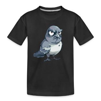 Grummelige Taube Comic-Stil - Kinder Premium Bio T-Shirt - Schwarz - Vorne