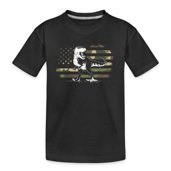 Dino US Flag Tyrannosaurus Rex Dino - Kinder Premium Bio T-Shirt - Schwarz - Vorne