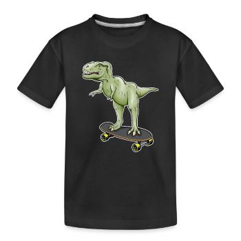 Dinosaur Skateboarding T-Rex Dino Dinosaur - Kinder Premium Bio T-Shirt - Schwarz - Vorne