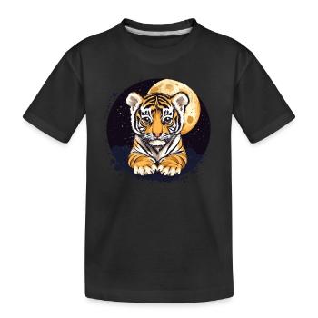 Tigerbaby bei Vollmond - Kinder Premium Bio T-Shirt - Schwarz - Vorne