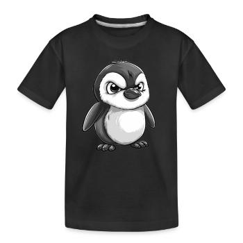 Grummeliger Pinguin - Kinder Premium Bio T-Shirt - Schwarz - Vorne