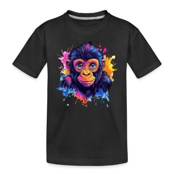 éclaboussure de tête de singe coloré - T-shirt bio Premium Enfant - noir - Devant
