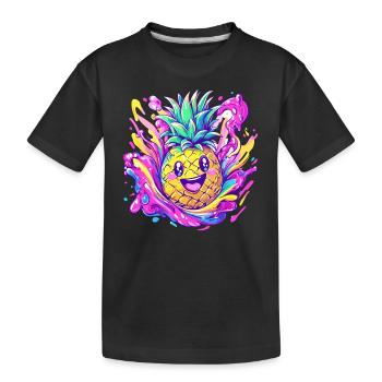 Explosion d’ananas heureuse - T-shirt bio Premium Enfant - noir - Devant