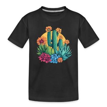 Kaktusgarten im Sonnenlicht - Kinder Premium Bio T-Shirt - Schwarz - Vorne