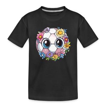 Football avec des yeux de fleur - T-shirt bio Premium Enfant - noir - Devant