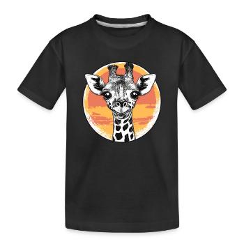 Giraffe bei Sonnenuntergang - Kinder Premium Bio T-Shirt - Schwarz - Vorne