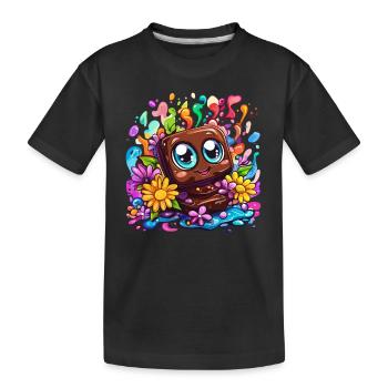 Morceau de chocolat heureux - T-shirt bio Premium Enfant - noir - Devant