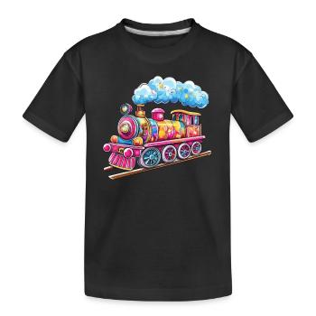 Bunte Traumlokomotive - Kinder Premium Bio T-Shirt - Schwarz - Vorne