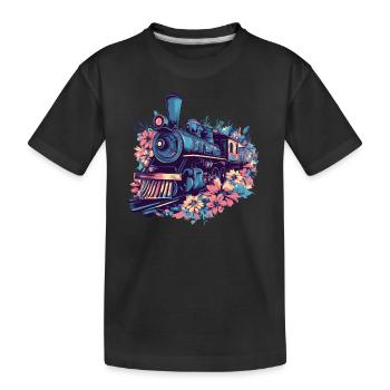 Blumen Zug Magie - Kinder Premium Bio T-Shirt - Schwarz - Vorne