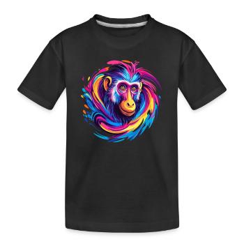 Tourbillon coloré de tête de singe - T-shirt bio Premium Enfant - noir - Devant