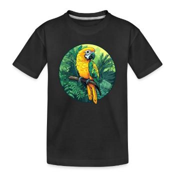Parrot in the jungle - Kids' Premium Organic T-Shirt - black - Front