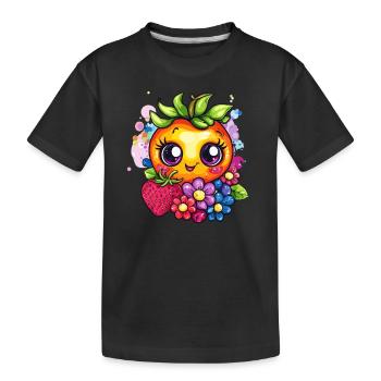 Fruchtiges Sommergesicht - Kinder Premium Bio T-Shirt - Schwarz - Vorne