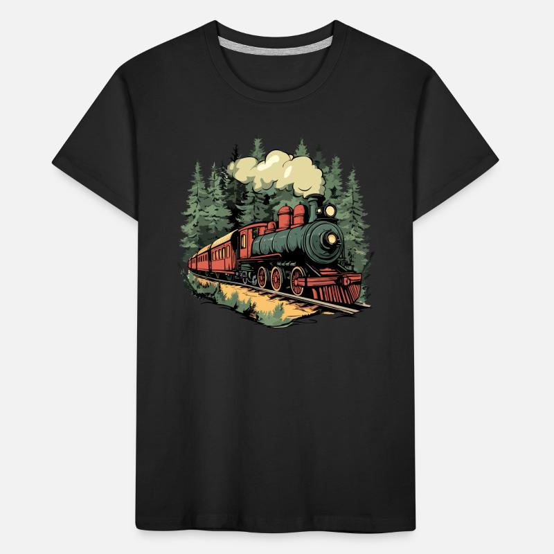 Forest train in the sunlight Kids' Premium Organic T-Shirt