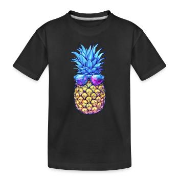 Stylische Ananas mit Sonnenbrille - Kinder Premium Bio T-Shirt - Schwarz - Vorne