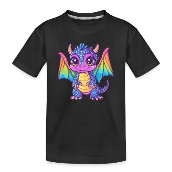 Bunter Baby-Drache - Kinder Premium Bio T-Shirt - Schwarz - Vorne