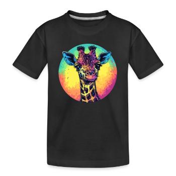 Bunte Giraffe mit Farbverlauf - Kinder Premium Bio T-Shirt - Schwarz - Vorne