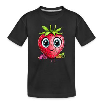 Fraise aux grands yeux - T-shirt bio Premium Enfant - noir - Devant