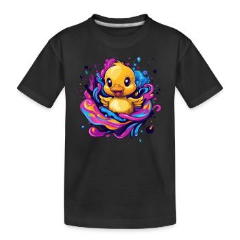Quietschende Badeente Splash - Kinder Premium Bio T-Shirt - Schwarz - Vorne