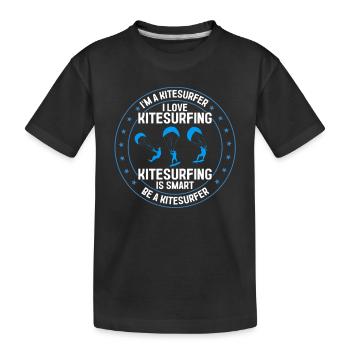 I love Kitesurfing Kitesurfing is smart - - Kids' Premium Organic T-Shirt - black - Front