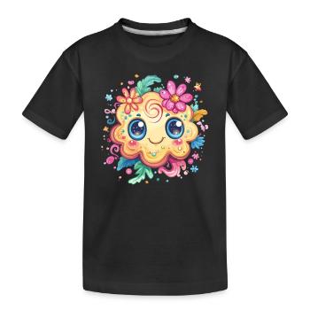 Keks mit Blumenlächeln - Kinder Premium Bio T-Shirt - Schwarz - Vorne