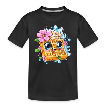 Gaufre avec joie de fleur - T-shirt bio Premium Enfant - noir - Devant