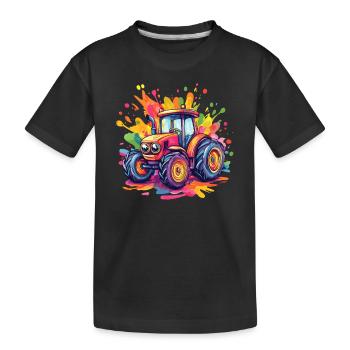 Tractor in a blaze of colour - Kids' Premium Organic T-Shirt - black - Front