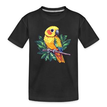 Perroquet coloré sur branche - T-shirt bio Premium Enfant - noir - Devant