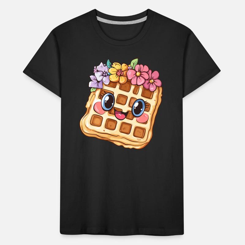 Waffel mit Blumen Kinder Premium Bio T-Shirt