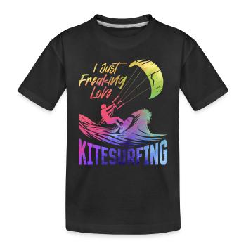 Kiteboarding Lover - I just freaking love - Kinder Premium Bio T-Shirt - Schwarz - Vorne