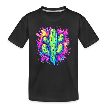 Farbenfrohe Kaktus Kunst - Kinder Premium Bio T-Shirt - Schwarz - Vorne