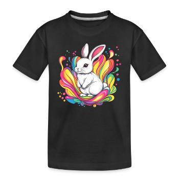Lapin blanc avec des couleurs - T-shirt bio Premium Enfant - noir - Devant