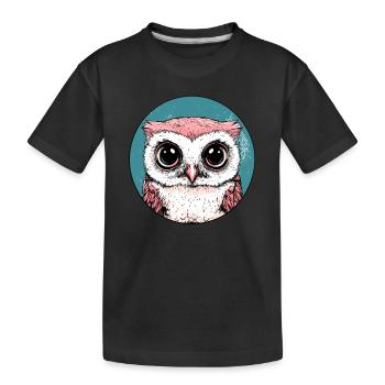 Big Eyes Owl - Kids' Premium Organic T-Shirt - black - Front