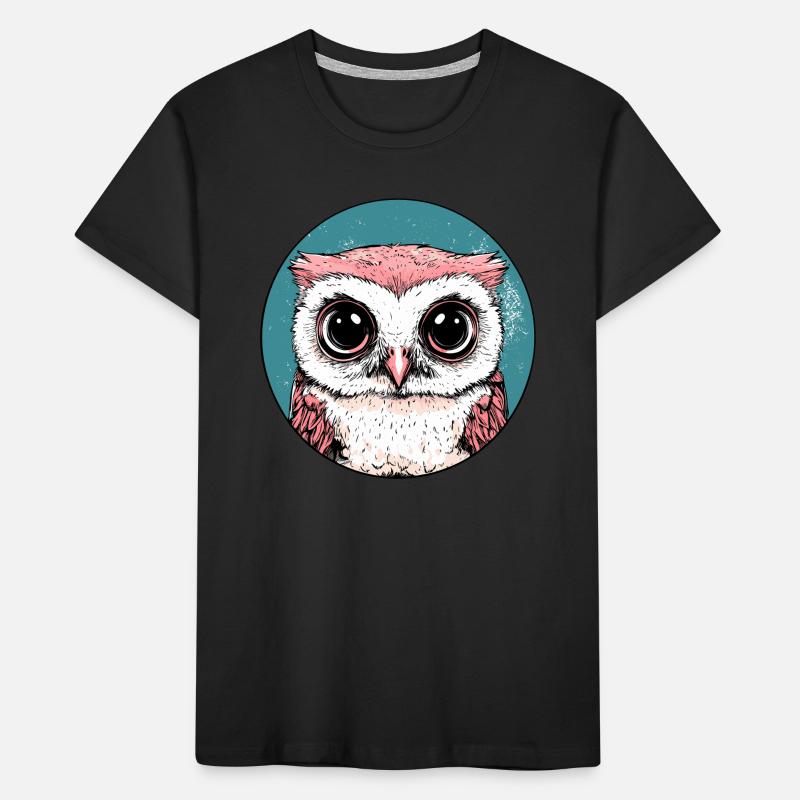 Große Augen Eule Kinder Premium Bio T-Shirt