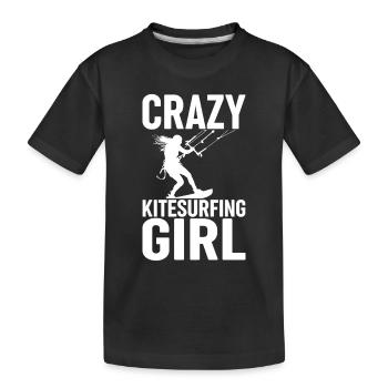 Crazy Kitesurfing girl - Kitesurfeuse - T-shirt bio Premium Enfant - noir - Devant