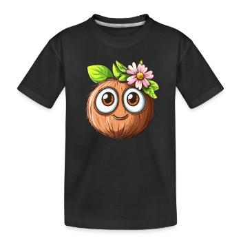 Kokosnuss mit großen Augen - Kinder Premium Bio T-Shirt - Schwarz - Vorne