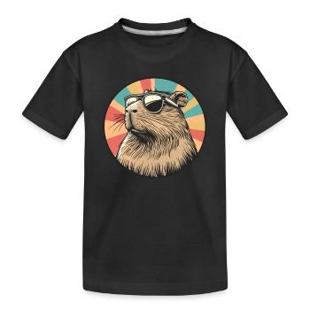 Retro Capybara Coolness - Kinder Premium Bio T-Shirt - Schwarz - Vorne