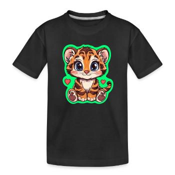 Tigre coloré avec des coeurs - T-shirt bio Premium Enfant - noir - Devant