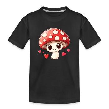 Homme chanceux avec des yeux de cœur - T-shirt bio Premium Enfant - noir - Devant