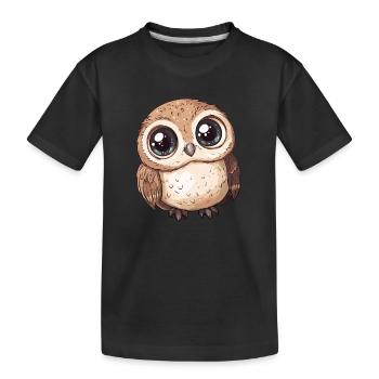 Mignon Grand Hibou - T-shirt bio Premium Enfant - noir - Devant